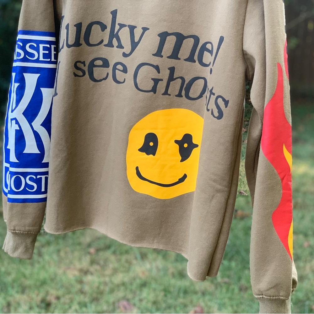 hbat 🫠 Kids See Ghosts 👻 Cropped Crew Sweatshirt Size Medium // graphic tee - Picture 5 of 14
